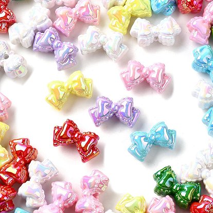 Perlas de acrílico opaco chapado uv, iridiscente, lazo, color mezclado, 15x25x12 mm, agujero: 2.5 mm