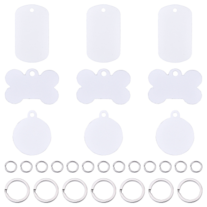 Сделай сам наборы для ключей, включая алюминиевые подвески с теплопередачей, 304 Разъемные застежки для ключей из нержавеющей стали и открытые соединительные кольца