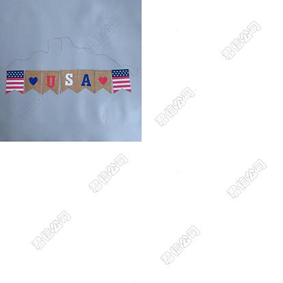 1 Banderas colgantes de lino de EE. UU. con palabra PC, para decoraciones de fiesta