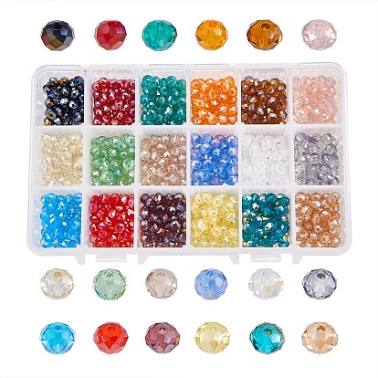 Electroplate Glass Beads, AB Color, Faceted, Rondelle