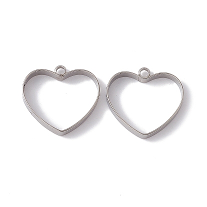 Pendentifs en acier inoxydable, charmes de coeur