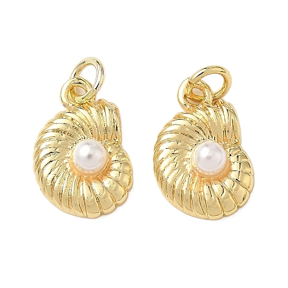 Латунные абс пластик жемчужные подвески, формы раковины, стойки покрытие, без свинца и без кадмия, долговечный, с целью перехода в кольце