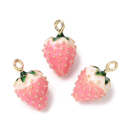 Colgantes de la aleación del esmalte, encantos de fresa, dorado
