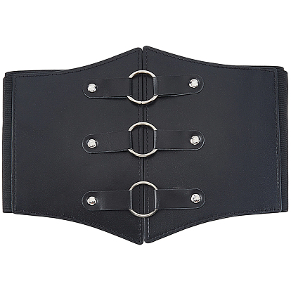 Широкие ремни из искусственной кожи, эластичные пояса, с пряжками из сплава, платина