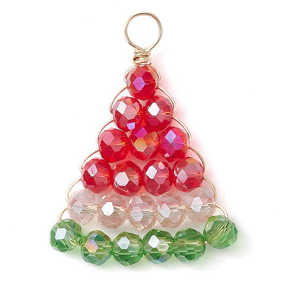 Стеклянные подвески, с золотой медной проволокой, арбуз