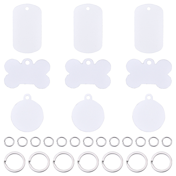 Сделай сам наборы для ключей, включая алюминиевые подвески с теплопередачей, 304 Разъемные застежки для ключей из нержавеющей стали и открытые соединительные кольца