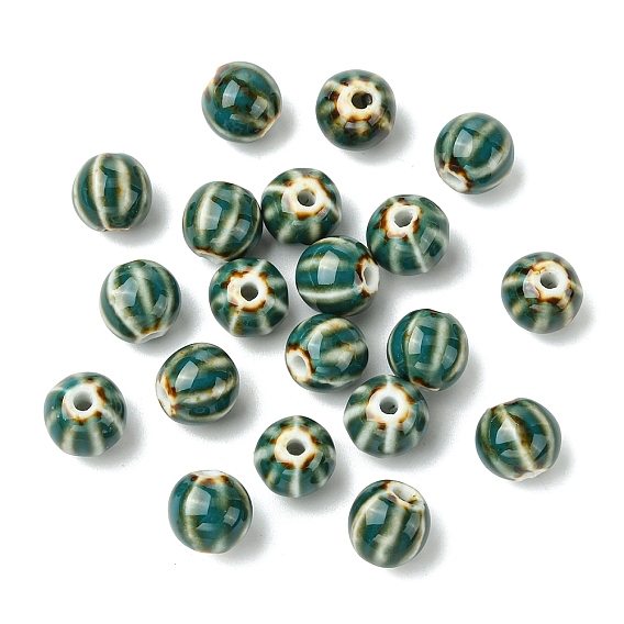 20шт. фарфоровые бусины ручной работы, фантазии античного стекла фарфора, круглые