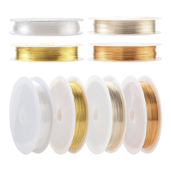 DIY Jewelry Making Kits, 3 Rolls Copper Jewelry Wire & 2 Rolls Elastic Crystal Thread