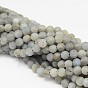 Round Natural Labradorite Bead Strands, Frosted