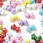 UV Plating Opaque Acrylic Beads, Iridescent, Bowknot, Mixed Color, 15x25x12mm, Hole: 2.5mm
