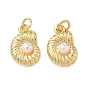Латунные абс пластик жемчужные подвески, формы раковины, стойки покрытие, без свинца и без кадмия, долговечный, с целью перехода в кольце