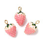 Pendentifs en émail , charmes de fraises, or