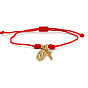 Adjustable Braided Nylon Red String Bracelets with Religion Brass Charms, Golden