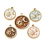 304 подвески из нержавеющей стали, с эмалью и горный хрусталь, плоские круглые подвески и подвески в виде солнца и луны, реальный 18 k позолоченный, ионное покрытие (ip)