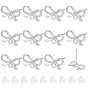 60Pcs Bowknot Alloy Stud Earring Findings, with 304 Stainless Steel Steel Pins & Loop, Cadmium Free & Lead Free, with 60pcs Eco-Friendly Plastic Ear Nuts