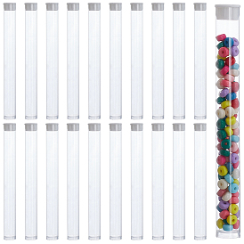 Tubos de almacenamiento de cuentas de plástico PVC transparente, con tapa blanca