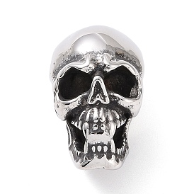 304 Stainless Steel Cord Ends, Manual Polishing, Skull