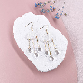 Серьги-подвески из акрилового сплава в форме облака с кисточкой из капель дождя, золотые