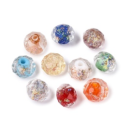 Handmade Foil Glass Beads, Rondelle, Faceted