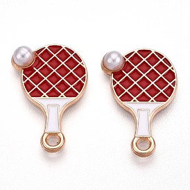 Подвески из эмали и сплава, с имитацией жемчуга, без свинца и без кадмия, золотые, ракетки для настольного тенниса
