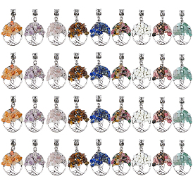 36 шт. 9 цвета тибетский стиль сплав и драгоценные камни европейский подвески шармы, овал с дерева жизни