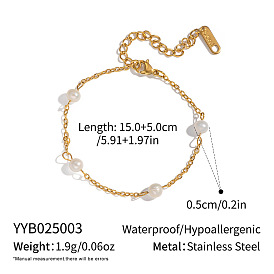 Минималистичные браслеты из натурального пресноводного жемчуга «картофель» 304 из нержавеющей стали для женщин, цветочный белый