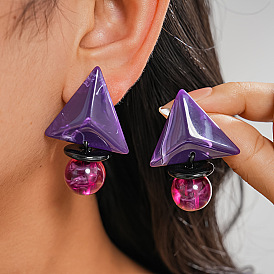 Серьги-подвески из смолы в форме треугольника и круга