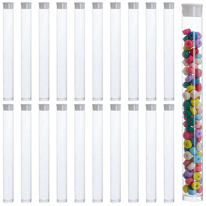 Tubos de almacenamiento de cuentas de plástico PVC transparente, con tapa blanca