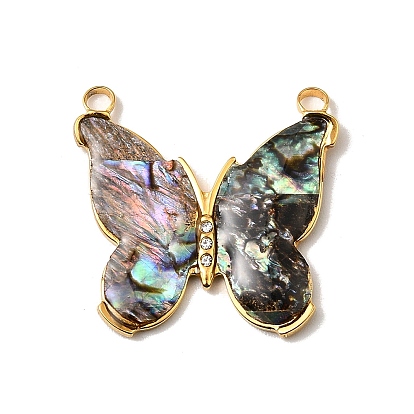 304 подвески из натуральной ракушки пауа из нержавеющей стали, бабочки прелести