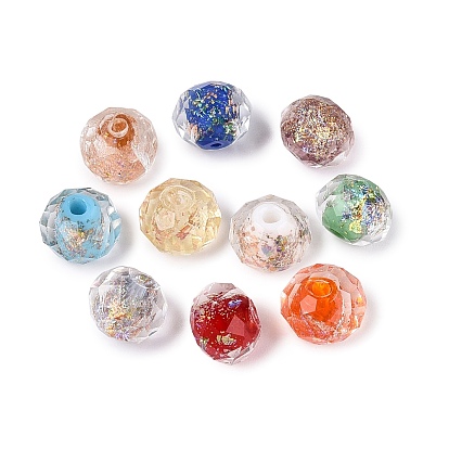 Handmade Foil Glass Beads, Rondelle, Faceted