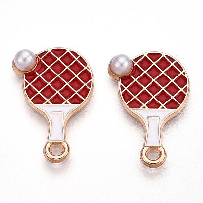 Подвески из эмали и сплава, с имитацией жемчуга, без свинца и без кадмия, золотые, ракетки для настольного тенниса