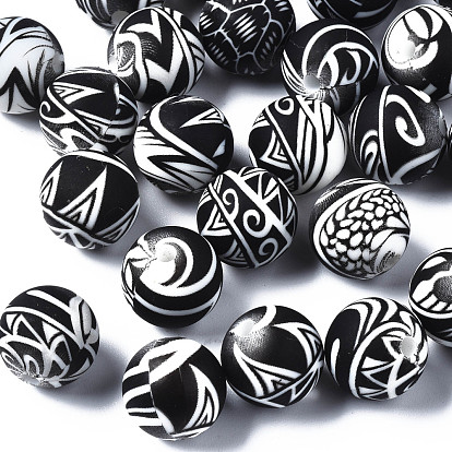 Food Grade Eco-Friendly Silicone Beads, Printed, Round