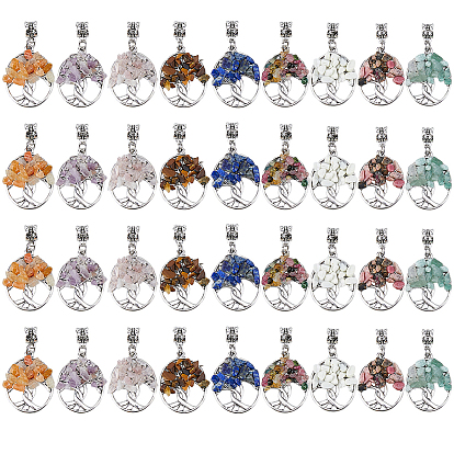 36 шт. 9 цвета тибетский стиль сплав и драгоценные камни европейский подвески шармы, овал с дерева жизни