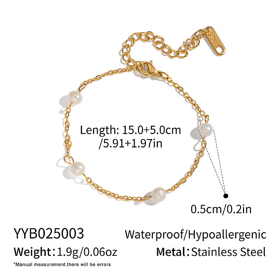 Минималистичные браслеты из натурального пресноводного жемчуга «картофель» 304 из нержавеющей стали для женщин, цветочный белый