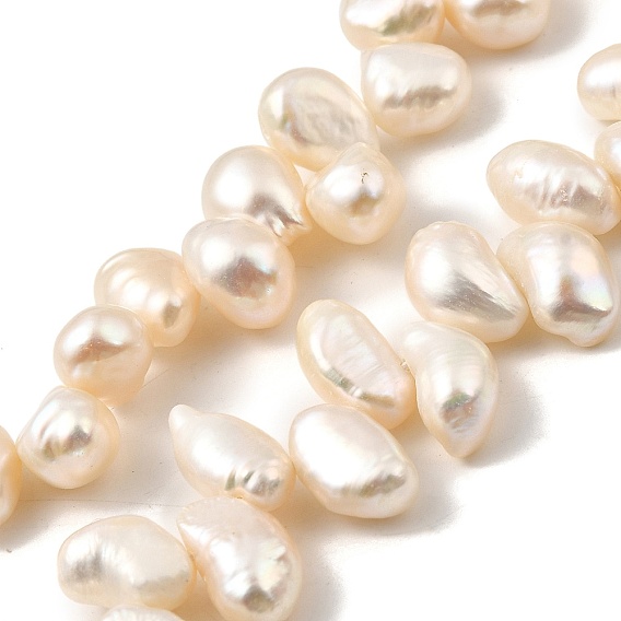 Нити из натурального культивированного пресноводного жемчуга, двух сторон полированной, Топ пробуренной