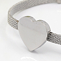 San Valentín regalo para las mujeres novia 304 pulseras de malla de acero inoxidable, con cierre de langosta, corazón, 7-1/8 pulgada (180 mm), 6 mm