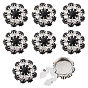 8Pcs Brass Rhinestone Cufflinks, Flat Round, Platinum