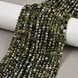 Бусы из натурального зеленого турмалина, граненые, круглые