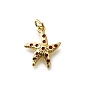 Латунь эмаль подвески, с целью перехода в кольце, без кадмия и без свинца, долговечный, очарование морской звезды, стойки покрытие, реальный 18 k позолоченный