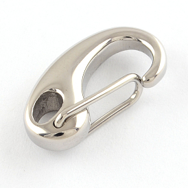  Polished 304 Stainless Steel Keychain Clasp Findings, Snap Clasps
