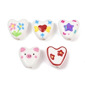 Фарфоровые бусины ручной работы, сердце, яркие глазированный фарфор