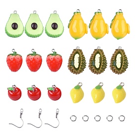 Unicraftale DIY Fruit Earring Making, with Resin Pendants, 304 Stainless Steel Earring Hooks & Jump Rings