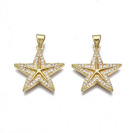 Латунные микро проложить кубического циркония подвески, реальный 16 k позолоченный, без никеля , звезда
