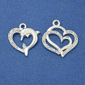 Alloy Micro Pave Clear Cubic Zirconia Pendants, Heart