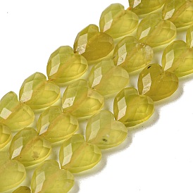 Grade A Natural Jade Beads Strands, Faceted, Heart