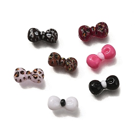 Кабошоны из светящейся непрозрачной смолы, бантом, два тона, светится в темноте