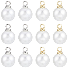 100шт. 2 цвета, подвески из АБС-пластика с перламутровым эффектом, круглые, с петлей из сплава