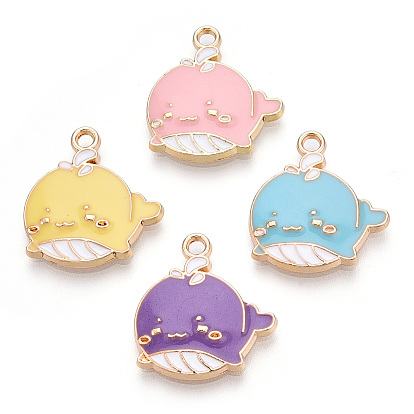 Pendentifs en alliage de zinc respectueux de l'environnement, avec l'émail, sans cadmium et sans nickel et sans plomb, forme de baleine, or et de lumière