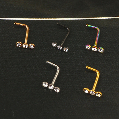 304 хрустальные стразы из нержавеющей стали 3 плоские круглые кольца для носа в форме буквы L