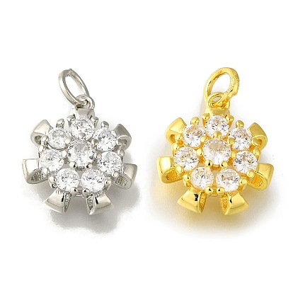 Подвеска из латуни с микропаве из прозрачного кубического циркония, с прыжковых колец, без свинца и без кадмия, долговечный, цветок